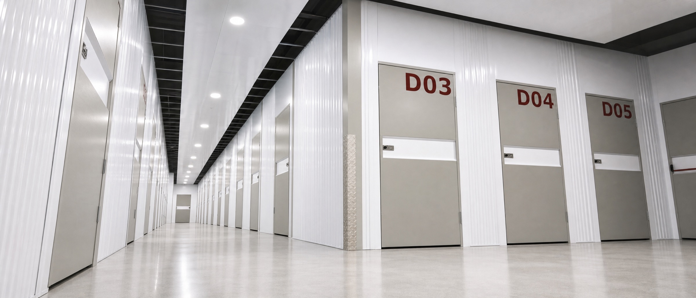 Flur mit nummerierten Lagerräumen bei DEINEBOXX in Herborn-Burg